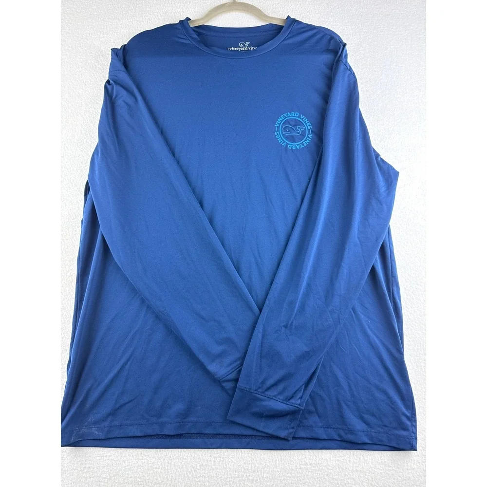 Vineyard Vines Performance Mens‎ Large Blue Long Sleeve Whale Graphic T-Shirt
